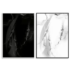 Par de Quadros Abstratos Arte Moderna em Preto e Branco - Sofisticação no seu Ambiente