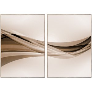 Par de Quadros Abstratos Linhas Fluídas 2 Quadros de 70x100 cm