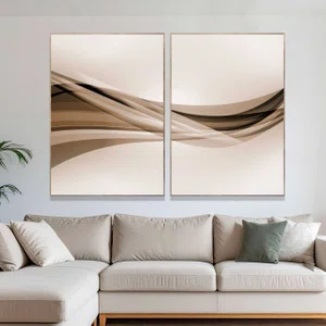 Par de Quadros Abstratos Linhas Fluídas 2 Quadros de 70x100 cm