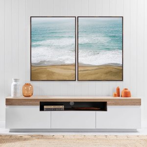 Par de Quadros Beira Mar Tela Canvas com Moldura 140x100 cm