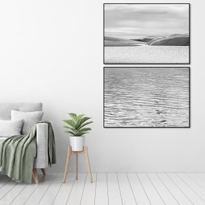 Par de Quadros em Preto e Branco Paisagem Lagoa Dunas 100x140 cm Par de Quadros em Preto e Branco Paisagem Lagoa Dunas 100x140 cm
