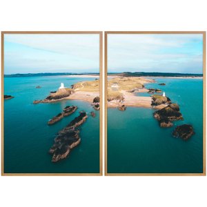 Par de Quadros Paisangem Ilha de Anglesey Kit com 2 Quadros de 70x100cm Par de Quadros Paisangem Ilha de Anglesey Kit com 2 Quadros de 70x100cm