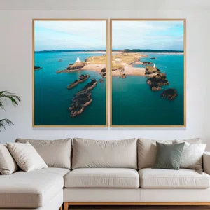 Par de Quadros Paisangem Ilha de Anglesey Kit com 2 Quadros de 70x100cm
