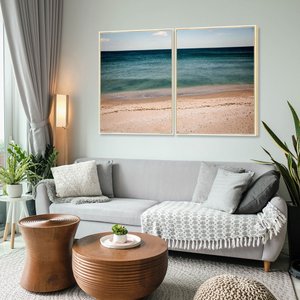 Par de Quadros Tela Canvas com Moldura Paisagem Mar Escolha o Tamanho