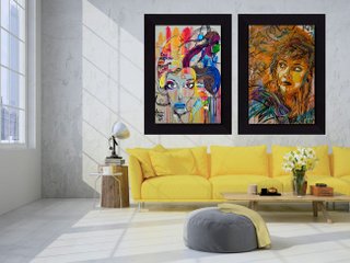 Par de Quadros Tela Decorativa Arte na Rua Grafite 120x170cm Par de Quadros Tela Decorativa Arte na Rua Grafite 120x170cm