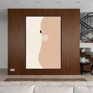 Quadro Abstrato Arte Moderna Minimalista de Formas Orgânicas e Tons Terrosos