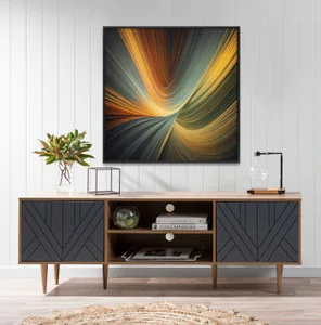 Quadro Abstrato Decorativo Cores Vibrantes e Movimentos com Moldura e Vidro Quadro Abstrato Decorativo Cores Vibrantes e Movimentos com Moldura e Vidro