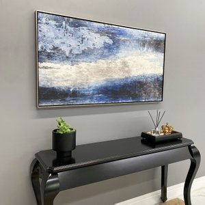 Quadro Abstrato Decorativo Tela Canvas com Moldura Prata Quadro Abstrato Decorativo Tela Canvas com Moldura Prata