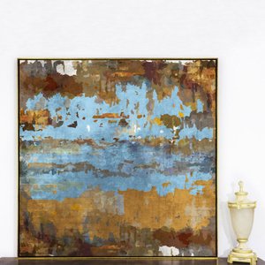 Quadro Abstrato em Tela Canvas Moldura Dourada sua Decoração Sofisticada e Moderna