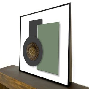 Quadro Abstrato Formas Geométricas com Moldura Filete Preta: Sofisticação para Decorar Quadro Abstrato Formas Geométricas com Moldura Filete Preta: Sofisticação para Decorar