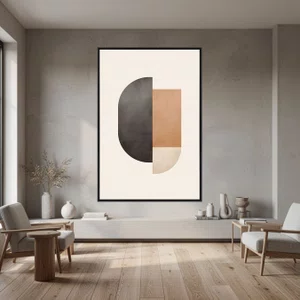 Quadro Abstrato Geométrico em Tons Neutros Arte Minimalista Contemporânea