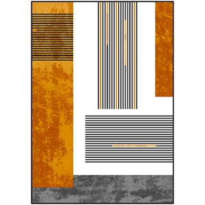 Quadro Abstrato Geométrico Texturas Dourado e Cinza 70x100 cm