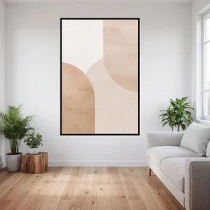 Quadro Abstrato Minimalista Estilo Texturizado Tons Terrosos e Bege Neutro