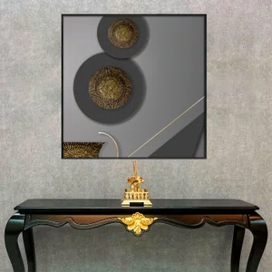 Quadro Abstrato Moderno com Texturas Orgânicas em tons de Cinza e Dourado Quadro Abstrato Moderno com Texturas Orgânicas em tons de Cinza e Dourado