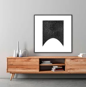 Quadro Abstrato Moderno em Preto e Branco com Moldura e Vidro Quadro Abstrato Moderno em Preto e Branco com Moldura e Vidro