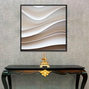 Quadro Abstrato Ondas Suaves em Tons Neutros e Refinados com Moldura e Vidro Quadro Abstrato Ondas Suaves em Tons Neutros e Refinados com Moldura e Vidro