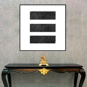 Quadro Abstrato Preto e Branco Estilo Textura Metálica e Espiral com Moldura e Vidro Quadro Abstrato Preto e Branco Estilo Textura Metálica e Espiral com Moldura e Vidro
