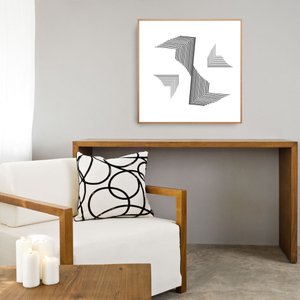 Quadro Abstrato Riscos Geométricos Minimalista 70x70cm