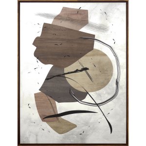 Quadro Abstrato Tela Canvas com Moldura na Cor Mel 60x80cm