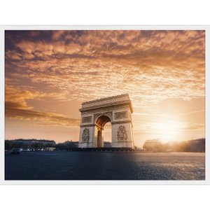 Quadro Arquitetura Paisagem Pôr do Sol, Arco do Triunfo Paris 80x60cm