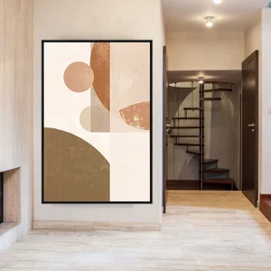 Quadro Arte Abstrata Geométrica Cores Terrosas Decoração Moderna Minimalista