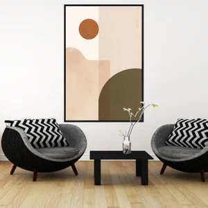Quadro Arte Abstrata Geométrica Cores Terrosas Decoração Moderna Minimalista
