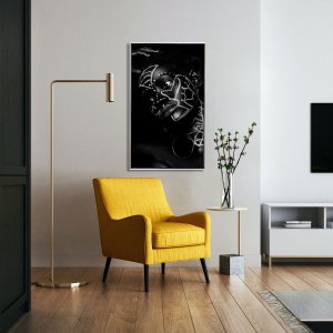 Quadro Arte Africana Tribos Tela Canvas com Moldura Prata 70x120 cm
