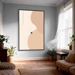 Quadro Arte Minimalista Abstrata com Formas Orgânicas e Linhas Geométricas