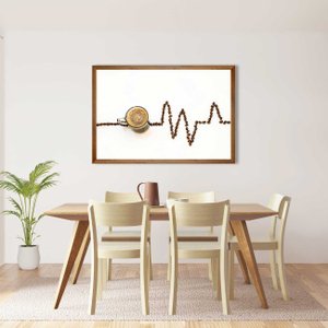 Quadro Bebidas Eletrocardiograma de Grãos de Café 60x40 cm Quadro Bebidas Eletrocardiograma de Grãos de Café 60x40 cm