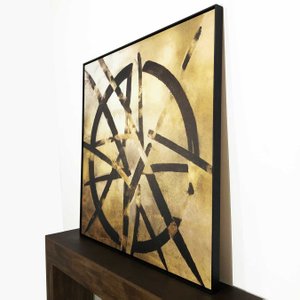 Quadro Canvas Arte Abstrata Moderna com Moldura Preta - Elegância para sua Decoração Quadro Canvas Arte Abstrata Moderna com Moldura Preta - Elegância para sua Decoração