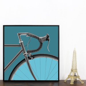 Quadro Canvas Bicicleta Speed em Tons Azuis por Dorival Moreira