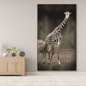 Quadro Canvas com Moldura Tela Imagem de Girafa 120x210 cm Quadro Canvas com Moldura Tela Imagem de Girafa 120x210 cm