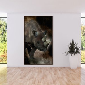 Quadro Canvas com Moldura Tela Imagem de Rinoceronte 120x210cm Quadro Canvas com Moldura Tela Imagem de Rinoceronte 120x210cm