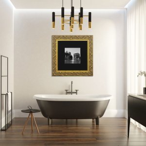 Quadro Clássico com Moldura Dourada Gravada San Francisco 80x80cm