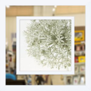 Quadro com Moldura Branca com Espelho Floral 90x90cm