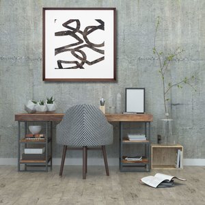 Quadro com Moldura Chanfrada Marrom Arte Abstrata 70x70 cm