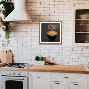 Quadro com Moldura Estilo Rústico Café com Amor 30x30 cm Quadro com Moldura Estilo Rústico Café com Amor 30x30 cm