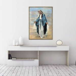 Quadro com Moldura Prata Nossa Senhora da Medalha Milagrosa 50x70cm