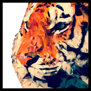 Quadro com Moldura Preta Ilustração Tigre Geométrico Escolha o Tamanho Quadro com Moldura Preta Ilustração Tigre Geométrico Escolha o Tamanho