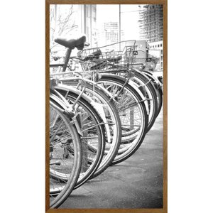 Quadro com Moldura Rústica Bicicletas em Preto e Branco 50x90 cm Quadro com Moldura Rústica Bicicletas em Preto e Branco 50x90 cm