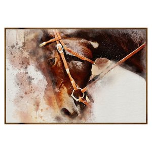 Quadro com Moldura Rústica Cavalo de Perfil 150x100cm