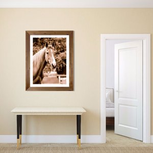 Quadro com Moldura Rústica Decorativo Cavalo em Tom Estilo Antigo 70x90cm
