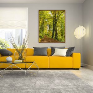 Quadro com Moldura Rústica Paisagem Floresta 90x110cm