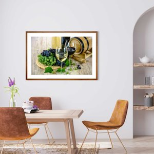 Quadro de Bebidas Mesa Posta Vinho e Uvas 90x60 cm Quadro de Bebidas Mesa Posta Vinho e Uvas 90x60 cm