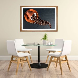 Quadro de Bebidas Xícara com Grãos de Café 60x40 cm Quadro de Bebidas Xícara com Grãos de Café 60x40 cm