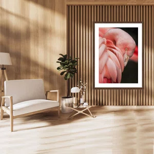 Quadro de Flamingo Decorativo II com Moldura Estilo Rústico 60x80 cm
