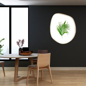 Quadro de Folhas de Palmeira Tropical | Formato Orgânico com Madeira Moldura Marupá Quadro de Folhas de Palmeira Tropical | Formato Orgânico com Madeira Moldura Marupá