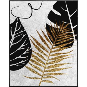 Quadro de Folhas em Tela Canvas com Moldura Preta 70x90 cm Quadro de Folhas em Tela Canvas com Moldura Preta 70x90 cm