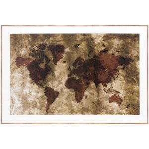Quadro De Mapa Envelhecido com Moldura Bronze 90x60cm Quadro De Mapa Envelhecido com Moldura Bronze 90x60cm