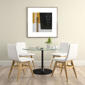 Quadro Decorativo Abstrato Bronze Geométrico Círculos 90x90 cm